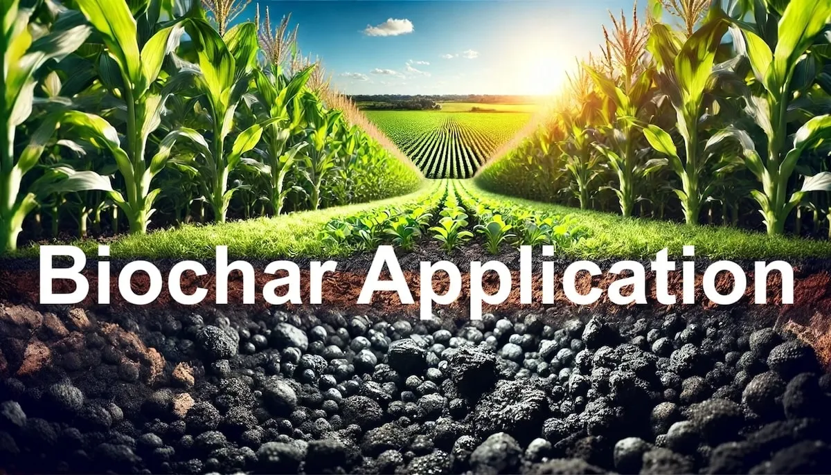 Biochar produced from biomass pyrolysis with various application samples