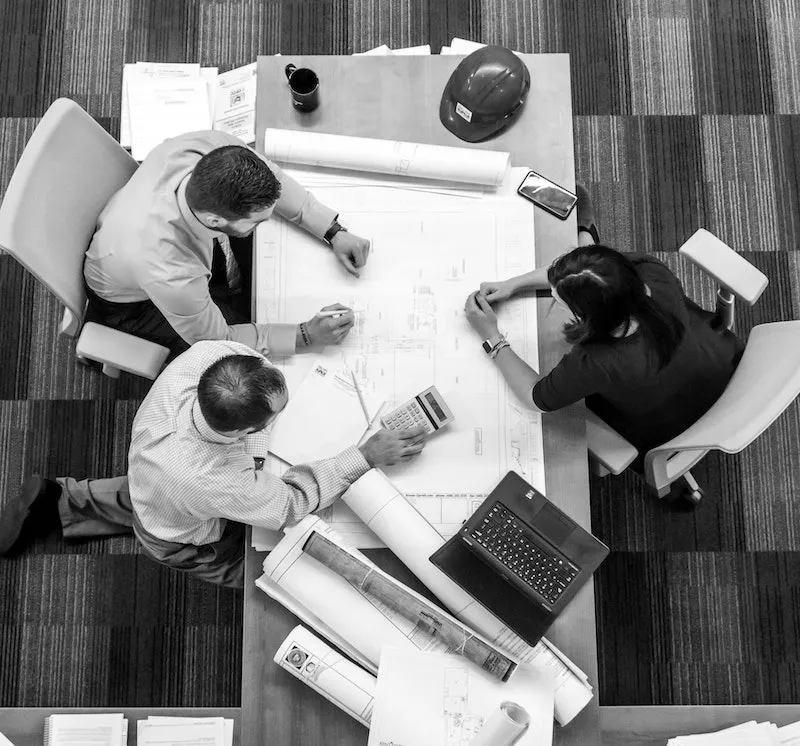 APChemi engineering team reviewing pyrolysis plant designs